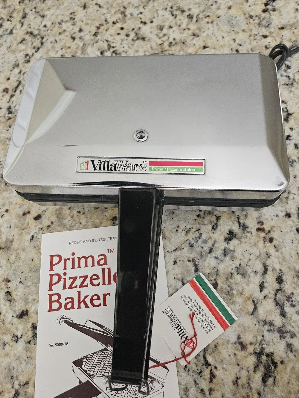 Villaware Prima Pizzelle Baker Italian Maker 5000 NS Electric Waffle Ins.Bk/Tags